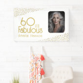 60 en Fabulous Gold Glitter Photo 60th Birthday Spandoek (Insitu)