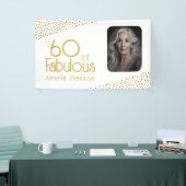 60 en Fabulous Gold Glitter Photo 60th Birthday Spandoek (Beurs)