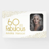60 en Fabulous Gold Glitter Photo 60th Birthday Spandoek (Horizontaal)