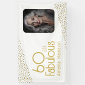 60 en Fabulous Gold Glitter Photo 60th Birthday Spandoek (Verticaal)