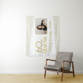 60 en Fabulous Gold Glitter Photo 60th Birthday Wandkleed (In situ)