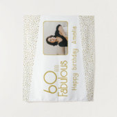 60 en Fabulous Gold Glitter Photo 60th Birthday Wandkleed (Voorkant)