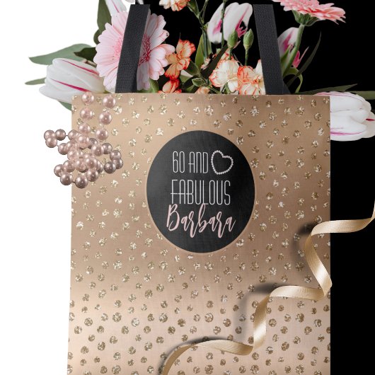 60 en Fabulous Gold Glitter Sparkle Girly 60th Tote Bag