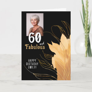 60 en Fabulous Gouden Blad 60ste Verjaardag Foto Kaart