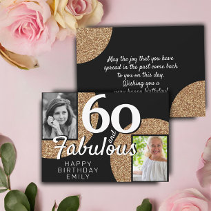 60 en Fabulous Gouden Glitter 2 Foto 60e Verjaarda Kaart