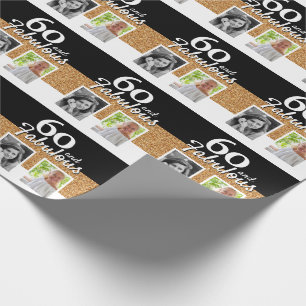 60 en Fabulous Gouden Glitter 2 Foto 60ste Verjaar Cadeaupapier
