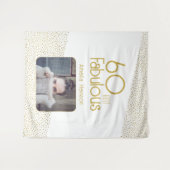 60 en Fabulous Gouden Glitter 60ste Verjaardag Fot Wandkleed (Voorkant (horizontaal))