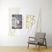 60 en Fabulous Gouden Glitter 60ste Verjaardag Fot Wandkleed (In Situ (horizontaal))