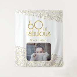 60 en Fabulous Gouden Glitter 60ste Verjaardag Fot Wandkleed