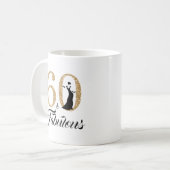 60 en Fabulous Gouden Glitter 60ste Verjaardag Koffiemok (Voorkant links)