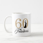60 en Fabulous Gouden Glitter 60ste Verjaardag Koffiemok (Links)
