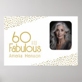 60 en Fabulous Gouden Glitter Foto 60e Verjaardag Poster (Voorkant)