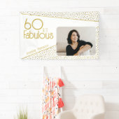 60 en Fabulous Gouden Glitter Foto 60e Verjaardag  Spandoek (Insitu)