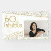 60 en Fabulous Gouden Glitter Foto 60e Verjaardag  Spandoek (Horizontaal)
