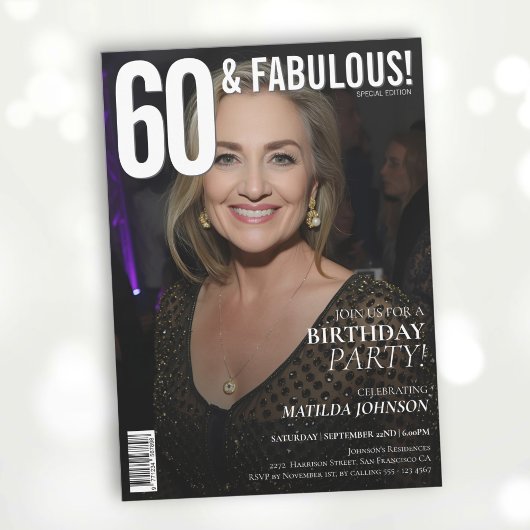 60 en Fabulous Magazine Hoesje 60ste verjaardag Kaart