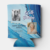 60 en Fabulous Marble Glitter 2 Foto Verjaardag Blikjeskoeler (Achterkant)