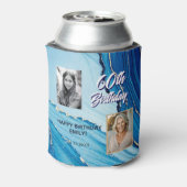 60 en Fabulous Marble Glitter 2 Foto Verjaardag Blikjeskoeler (Blikje Achterkant)