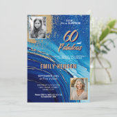 60 en Fabulous Marble Glitter 2 Foto Verjaardag Kaart (Staand voorkant)