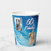 60 en Fabulous Marble Glitter 2 Foto Verjaardag Papieren Bekers (Achterkant)