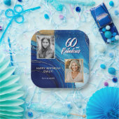 60 en Fabulous Marble Glitter 2 Foto Verjaardag Papieren Bordje (Feest)