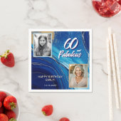 60 en Fabulous Marble Glitter 2 Foto Verjaardag Servet (Insitu)