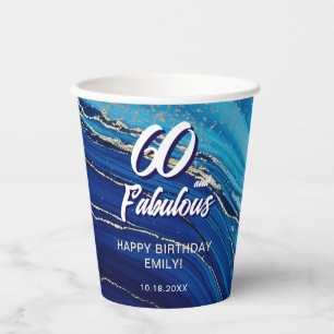 60 en Fabulous Marble Glitter verjaardag Papieren Bekers