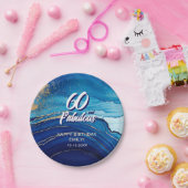 60 en Fabulous Marble Glitter verjaardag Papieren Bordje (Feest)