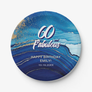 60 en Fabulous Marble Glitter verjaardag Papieren Bordje