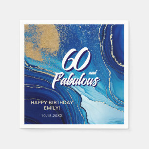 60 en Fabulous Marble Glitter verjaardag Servet