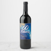 60 en Fabulous Marble Glitter verjaardag Wijn Etiket (Voorkant)