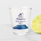 60 en Fabulous Marble Glitter Verjaardagsfeest Shot Glas (Voorkant)