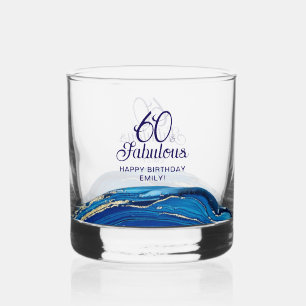 60 en Fabulous Marmer Glitter Verjaardagsfeestje Whisky Glas
