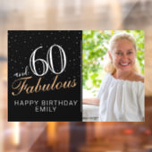 60 en Fabulous Modern Black 60th Birthday Foto Raamsticker (Vel 2)