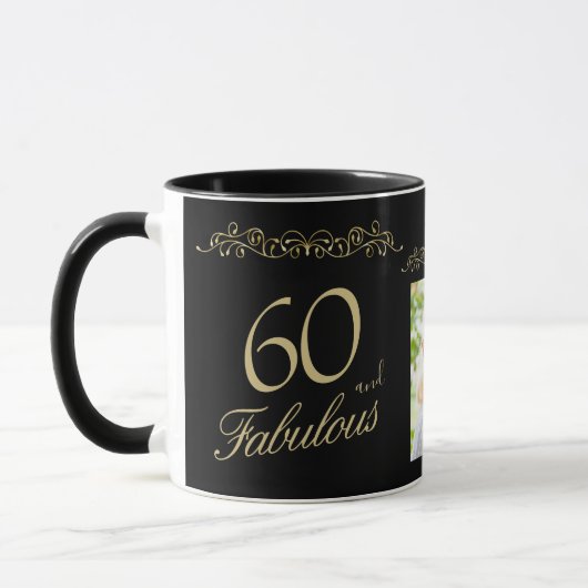 60 en Fabulous Ornament 60th Birthday Foto Mok (Links)