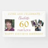 60 en Fabulous Photo Collage 60th Birthday Spandoek (Horizontaal)
