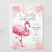 60 en Fabulous Pink Flamingo Grappige 60e Verjaard Kaart (Voorkant)