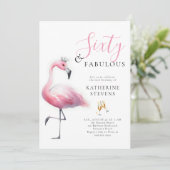60 en Fabulous Pink Flamingo Tiara 60e verjaardag Kaart (Staand voorkant)