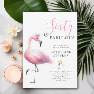 60 en Fabulous Pink Flamingo Tiara 60e verjaardag Kaart