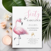 60 en Fabulous Pink Flamingo Tiara 60e verjaardag Kaart