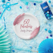 60 en Fabulous Pink Glitter 60e verjaardag Papieren Bordje (Feest)