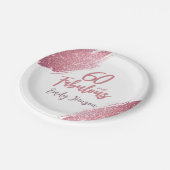 60 en Fabulous Pink Glitter 60e verjaardag Papieren Bordje (Gekanteld)