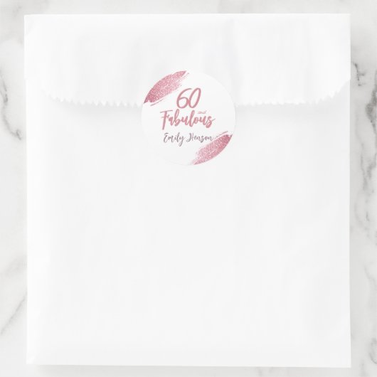 60 en Fabulous Pink Glitter 60e verjaardag Ronde Sticker (Tas)