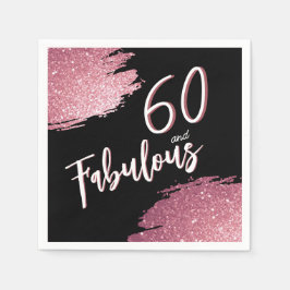 60 en Fabulous Pink Glitter 60e verjaardag Servet