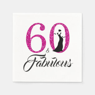 60 en Fabulous Pink Glitter 60ste verjaardagsfeest Servet