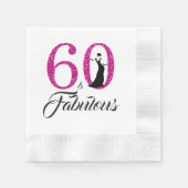 60 en Fabulous Pink Glitter 60ste verjaardagsfeest Servet (Voorkant)