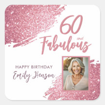 60 en Fabulous Pink Glitter Foto 60e verjaardag