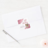 60 en Fabulous Pink Glitter Foto 60e verjaardag Vierkante Sticker (Envelop)