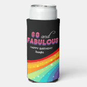 60 en Fabulous Rainbow Verjaardagsfeest Custom Seltzer Blikjeskoeler (Seltzer Achterkant)