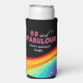 60 en Fabulous Rainbow Verjaardagsfeest Custom Seltzer Blikjeskoeler (Seltzer Voorkant)