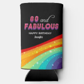 60 en Fabulous Rainbow Verjaardagsfeest Custom Seltzer Blikjeskoeler (Achterkant)
